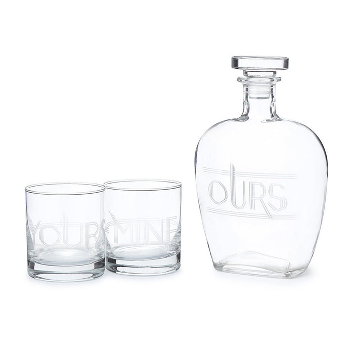 Yours, Mine & Ours Engraved Decanter Set